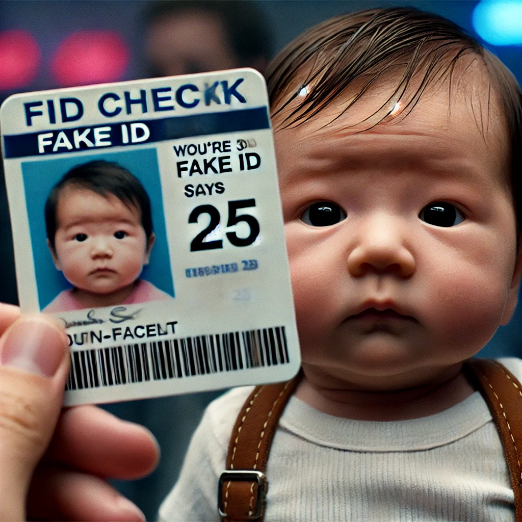 Funny meme about age mismatch on fake ID