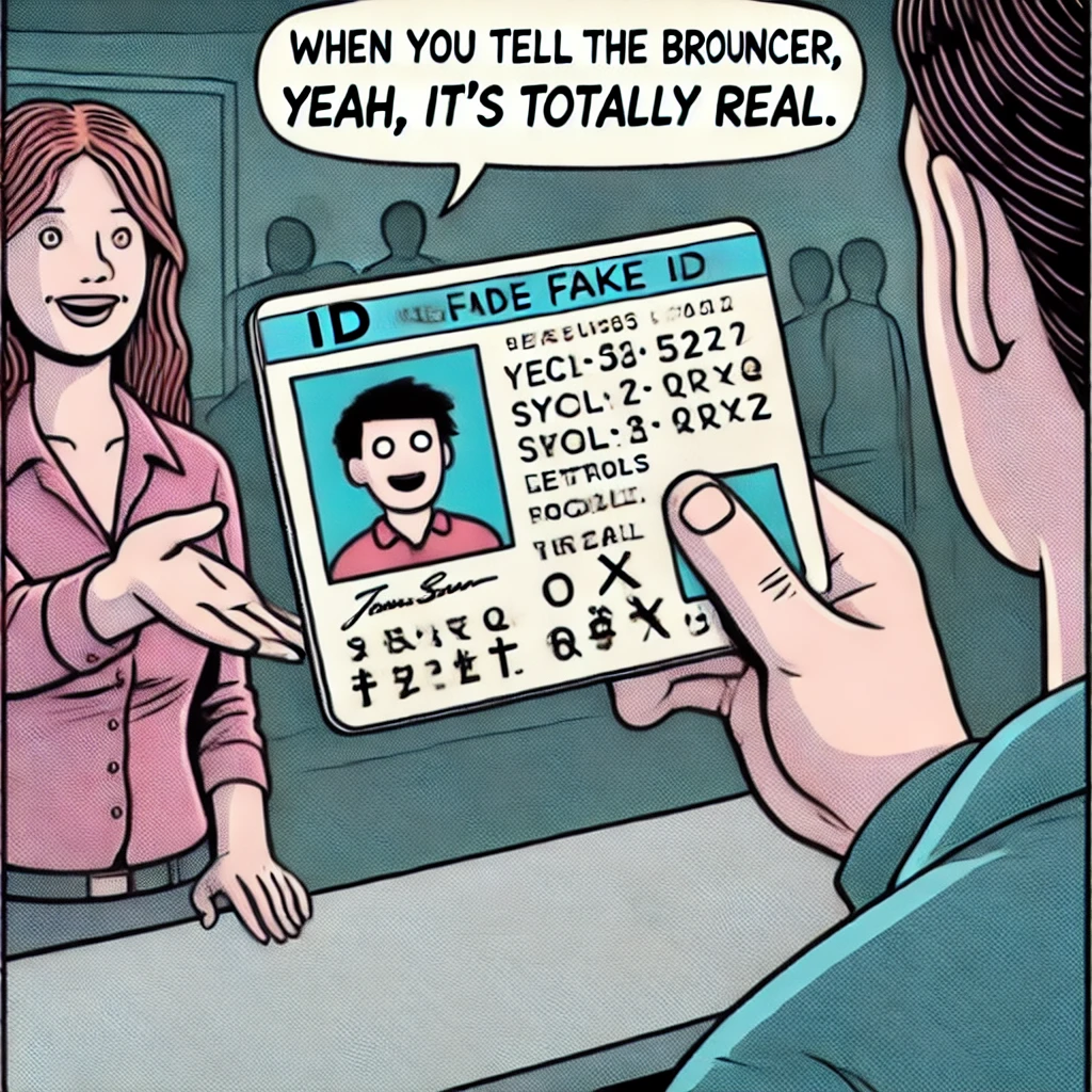 Funny meme about unconvincing fake ID