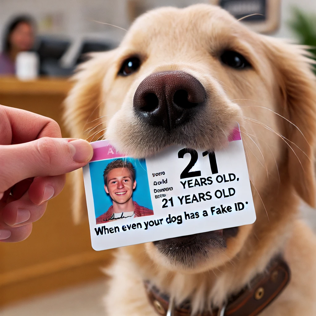 Funny meme about pet with fake ID