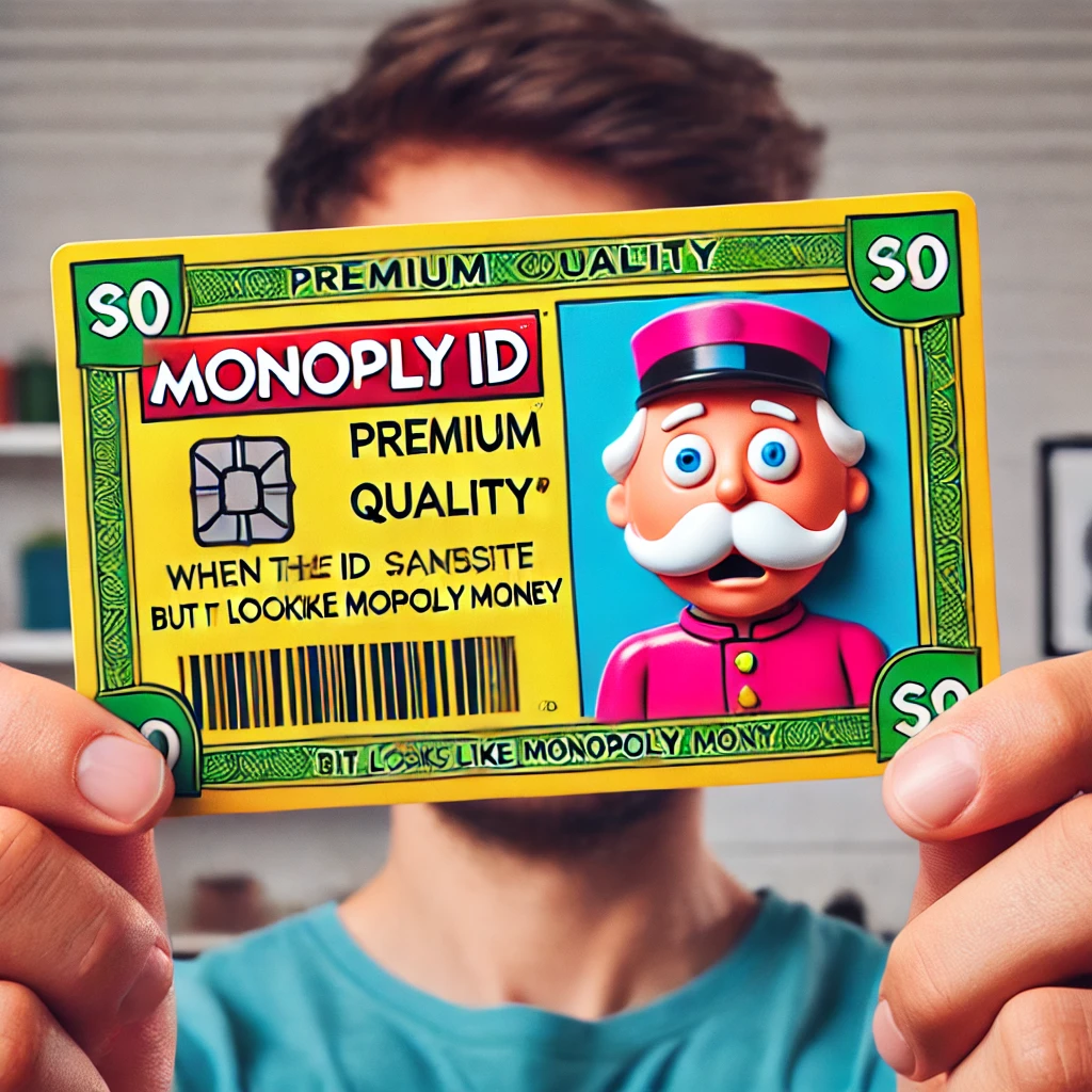 Funny meme about low quality fake ID