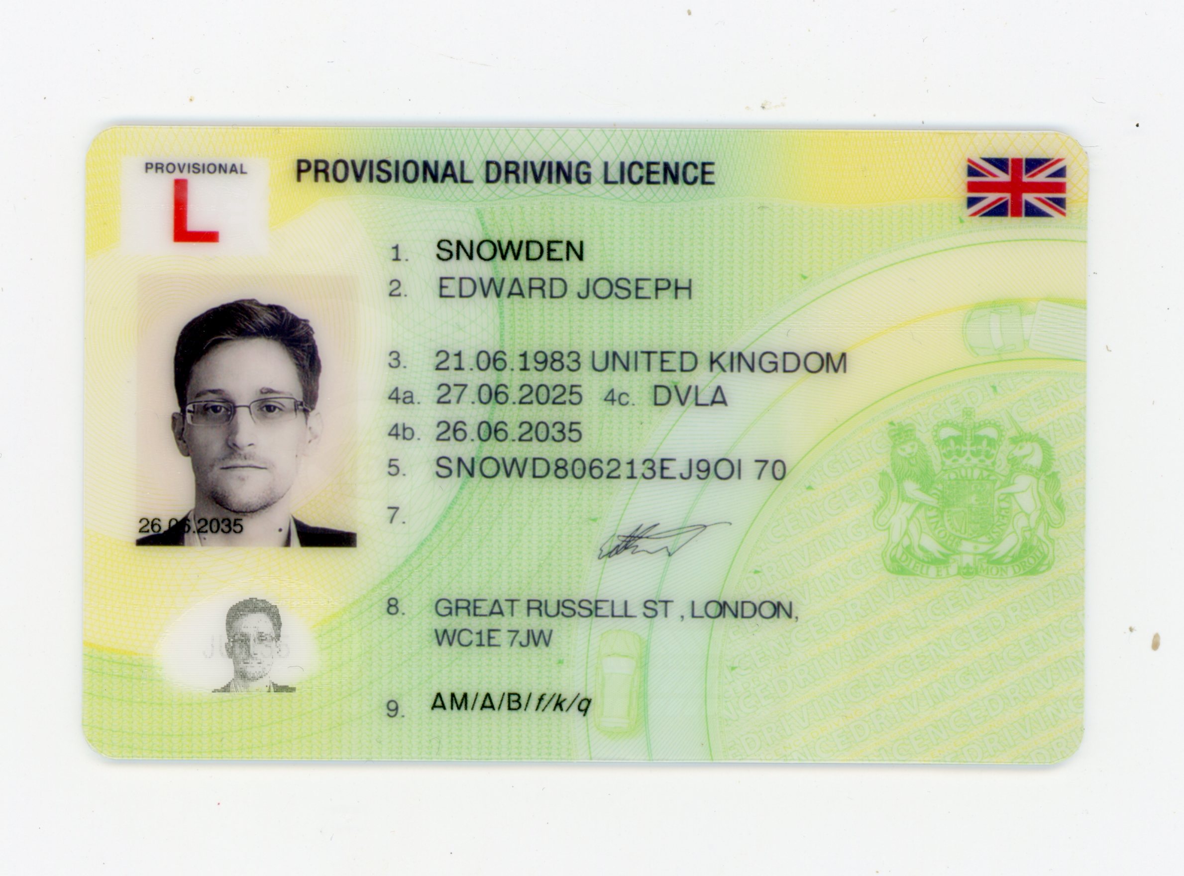 United Kingdom Provisional - Polycarbonate Fake ID