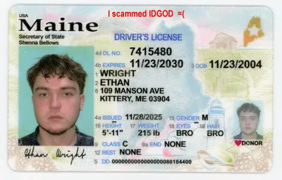 Maine Fake ID - Polycarbonate Official State Material Fake ID