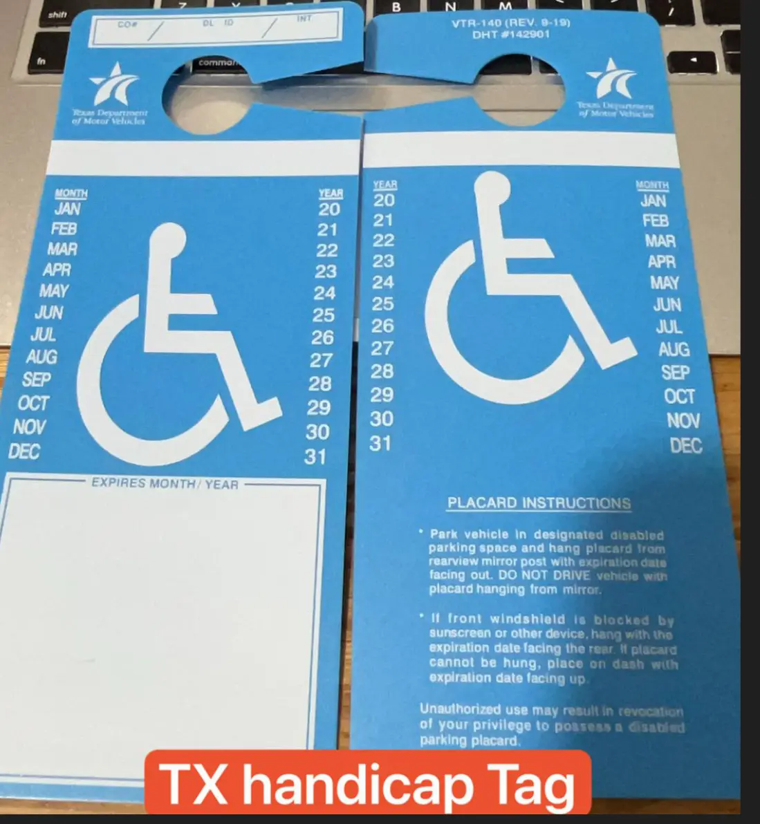 Fake Texas Handicap Placard