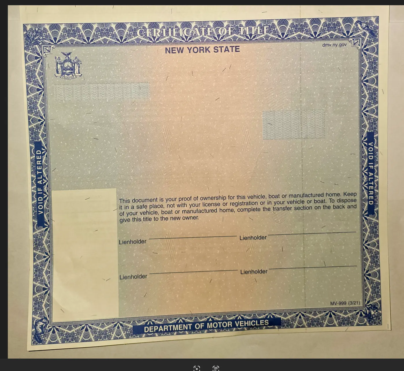 Fake Texas Car Title