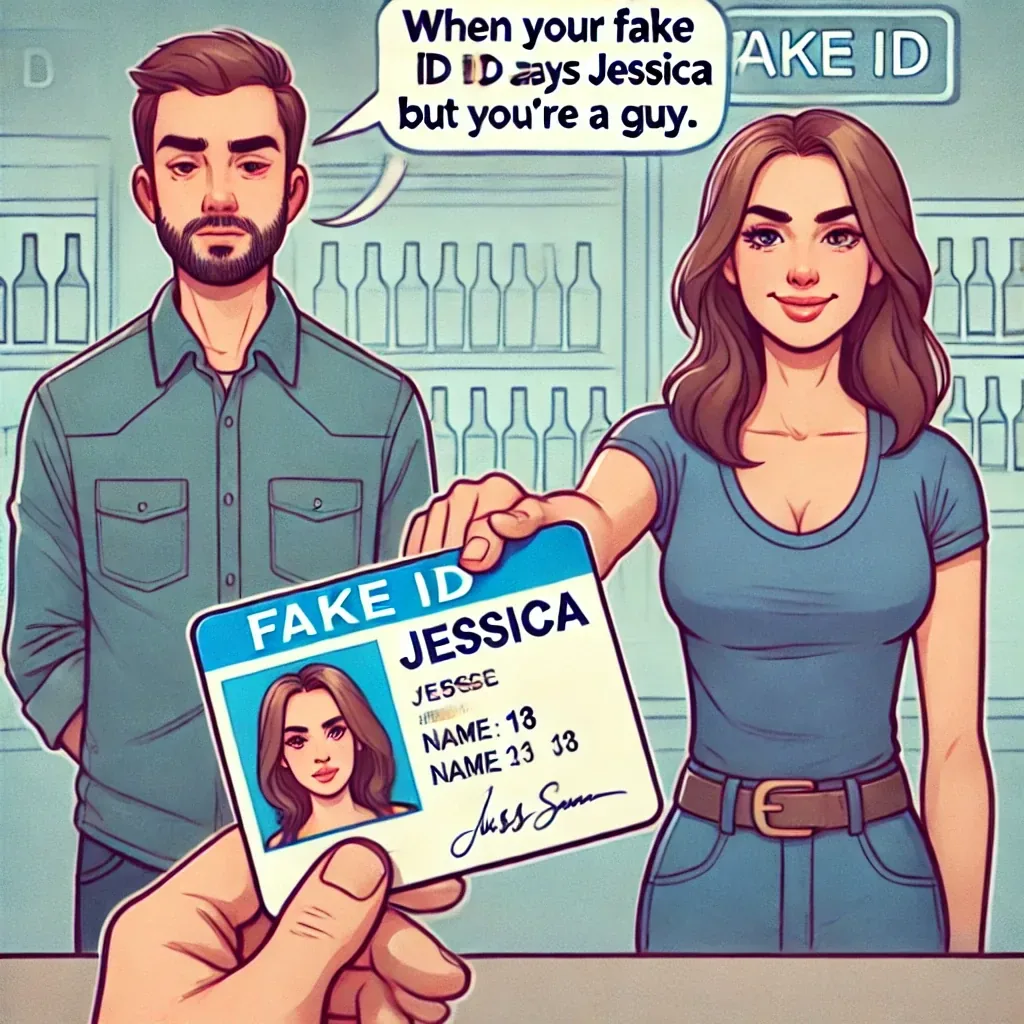 Fake ID meme with wrong gender name