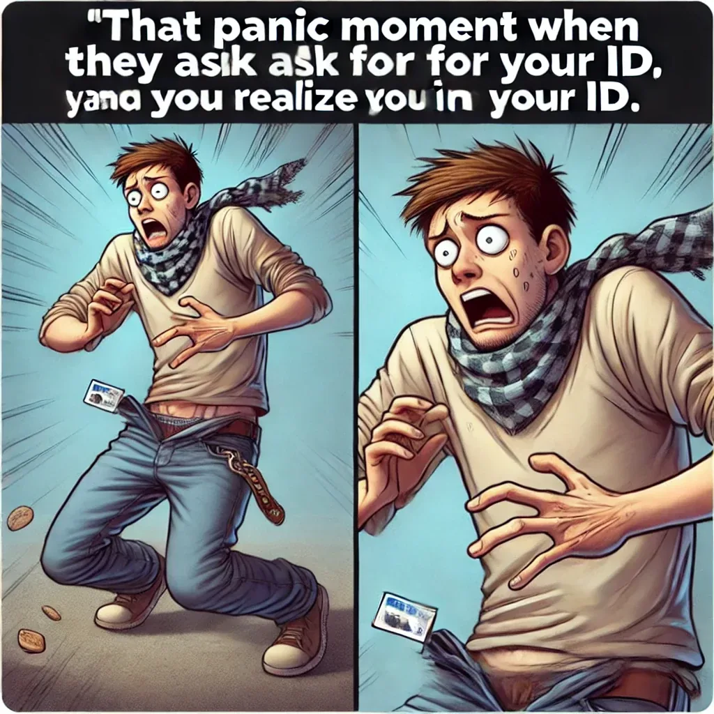 Fake ID panic moment meme